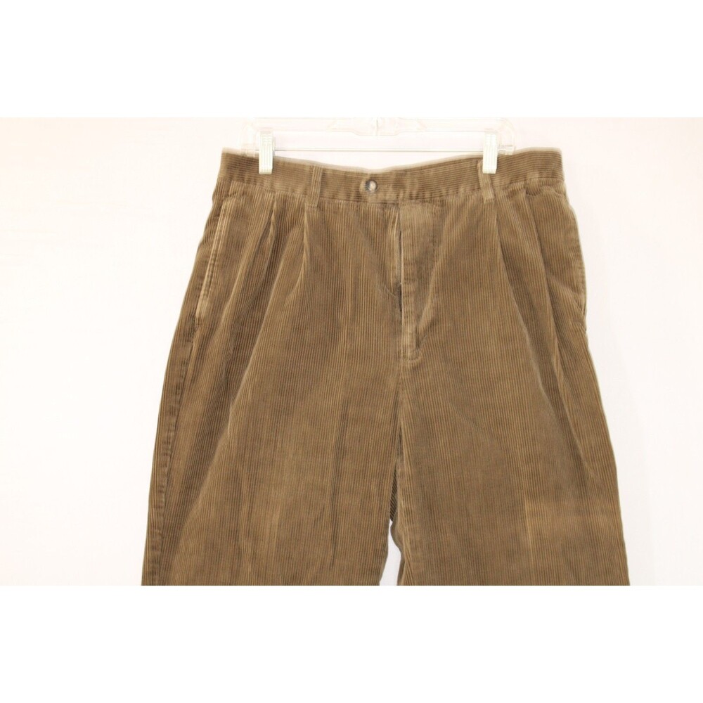 Chereskin Pleated Corduroy Pants Mens 36 x 30 Brown 100% Cotton Cuff Hem - Picture 8 of 16